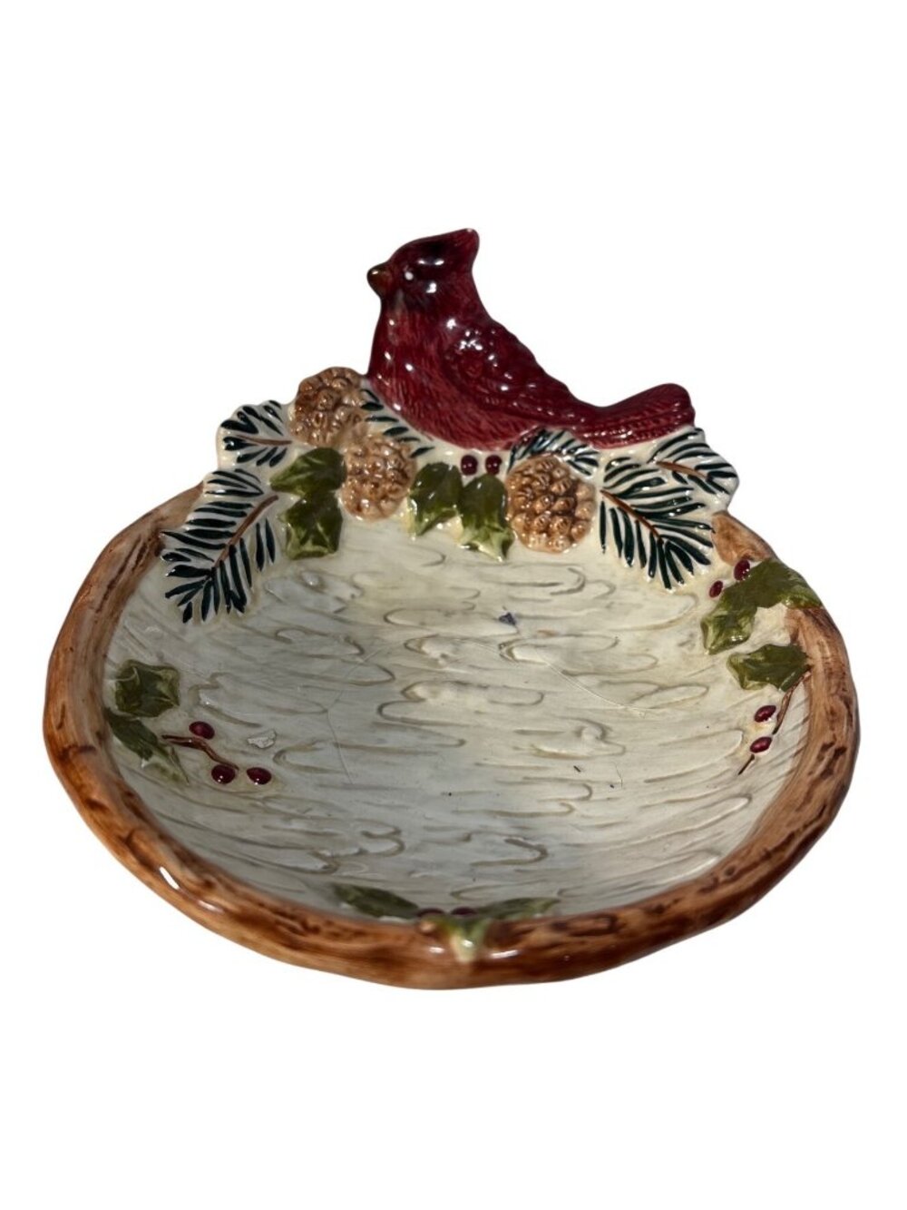 Sonoma Knollwood Ceramic Cardinal Ornamented Bowl Holiday Design 5.5" Christmas